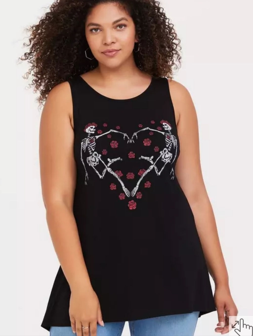 Torrid Super Soft Black Dancing Skeletons Split Back Tank Size 2/2x
